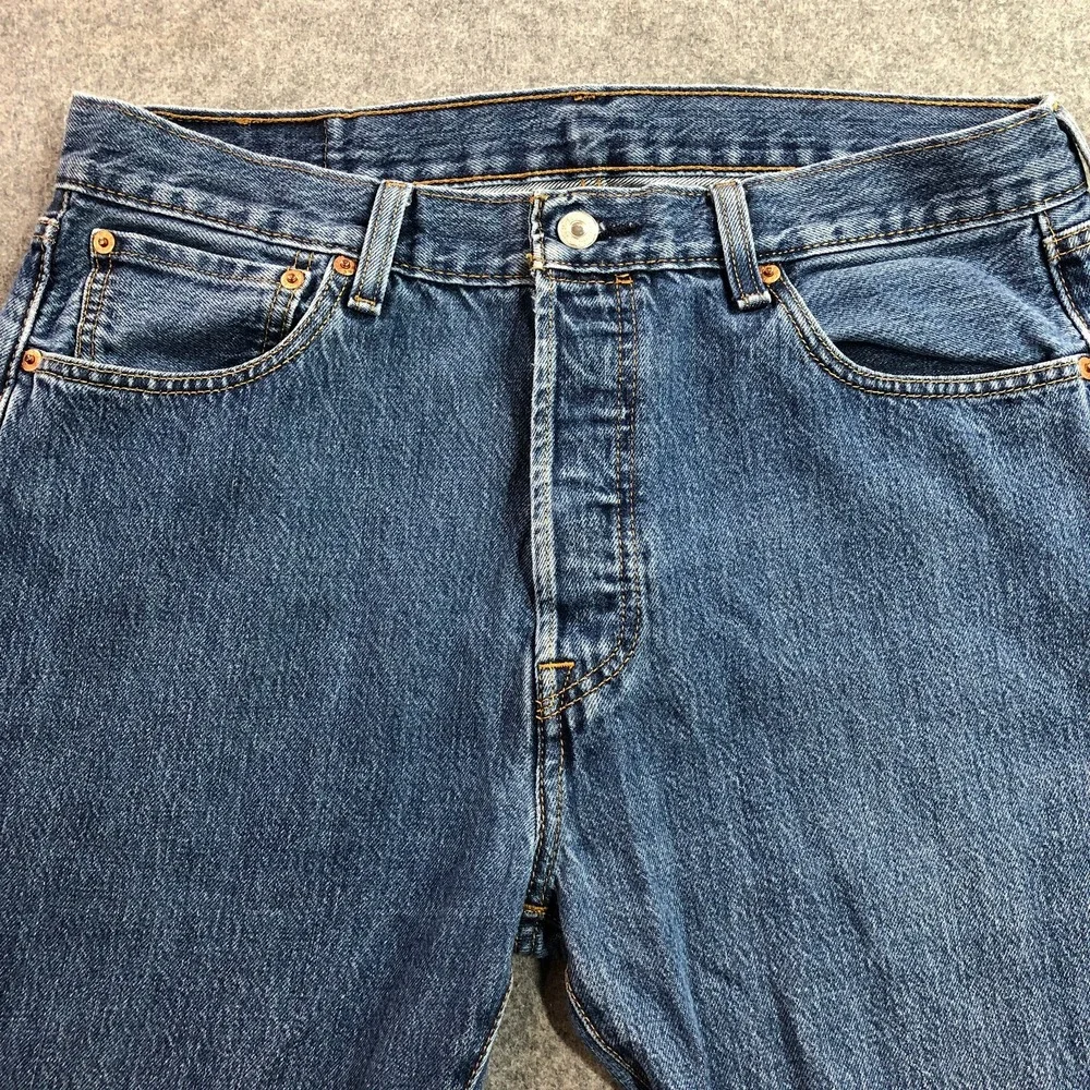 Levi's Mens 501 Original Fit Jeans 34x34 Blue Button Fly Straight Leg Denim
